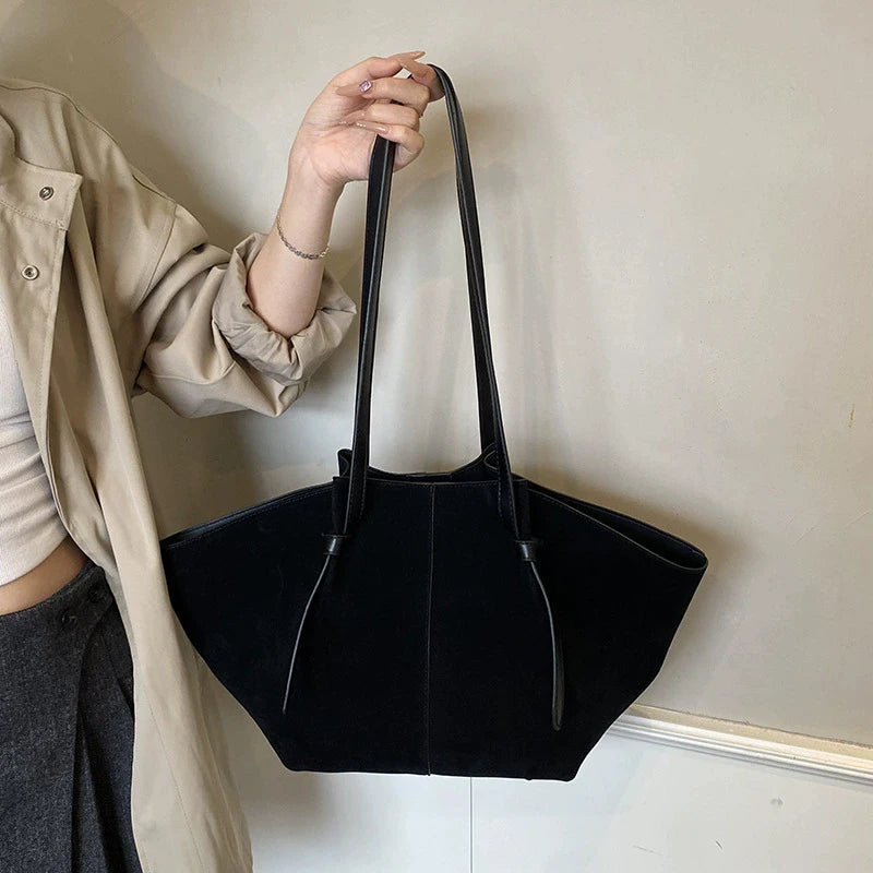 Suede Wing Tote Shoulder Bag