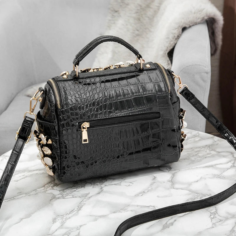 Luxury Black Handmade Bucket Shoulder Bag