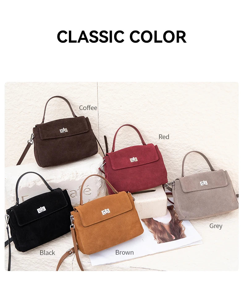Natural Suede Leather Crossbody Bag