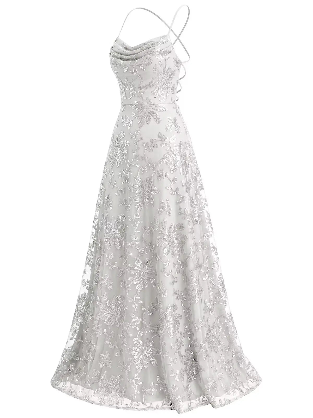 Lace Sequin A-Line Prom Dress