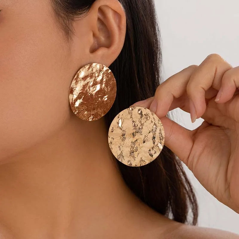 Exaggerated Gold Color Big Oval Stud Earrings