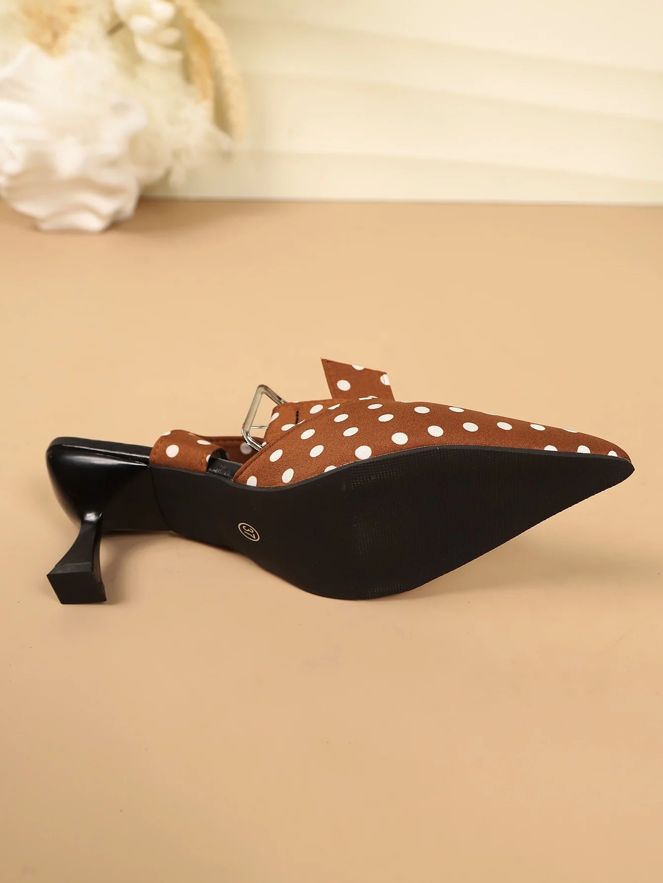Ladies Cross-Band High Heels Sandals Thin Heel Summer New Polka Dot Slip-On Buckle Strap Elegant Footwear for Women