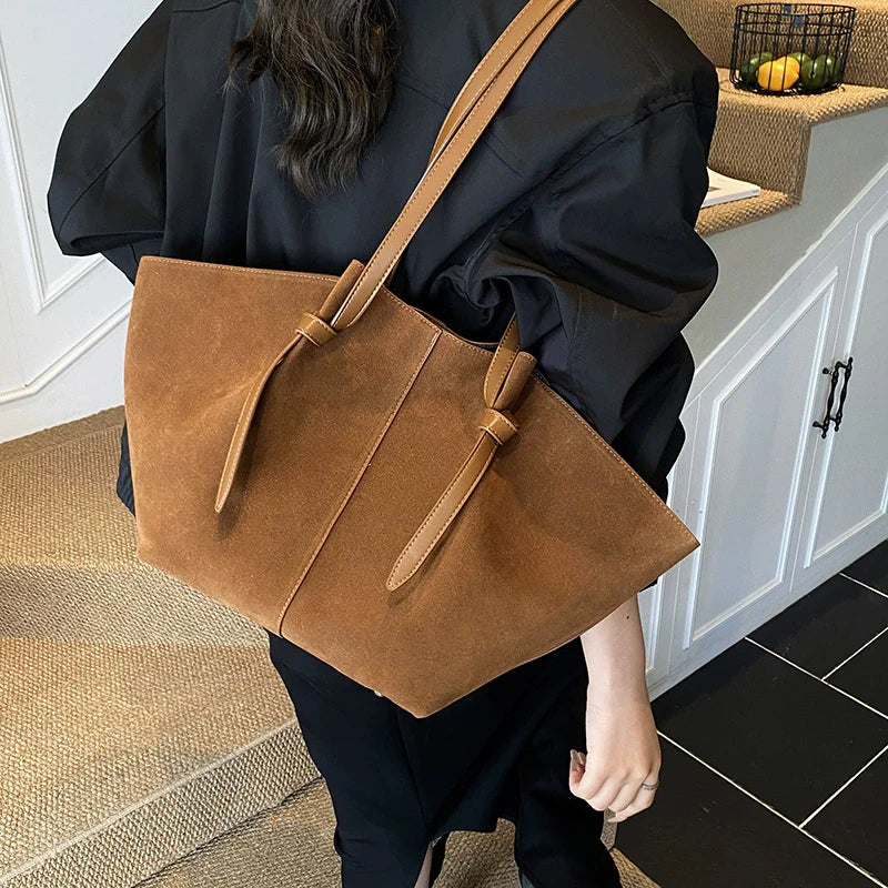 Suede Wing Tote Shoulder Bag