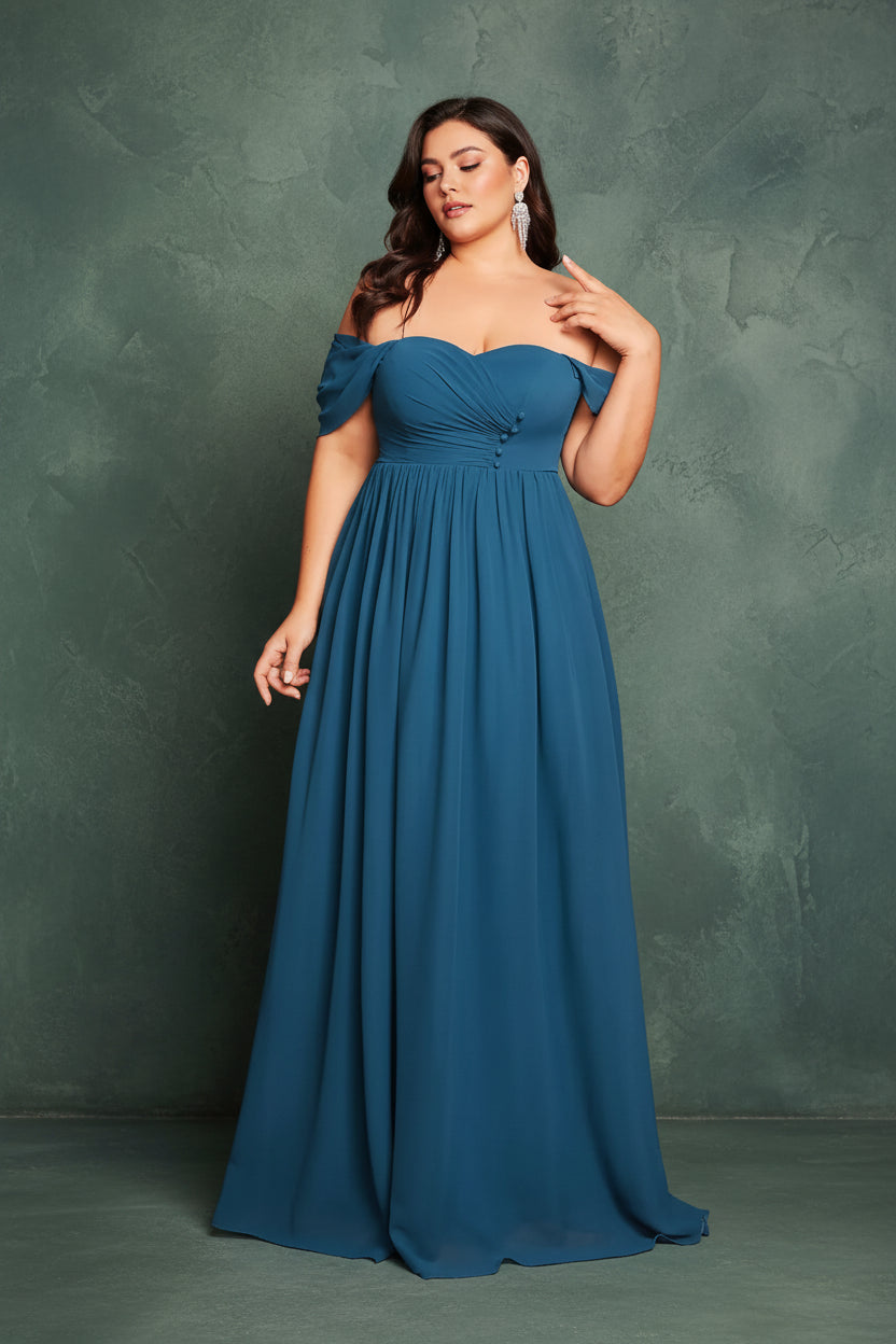 One Shoulder Pleated Chiffon Maxi Dress