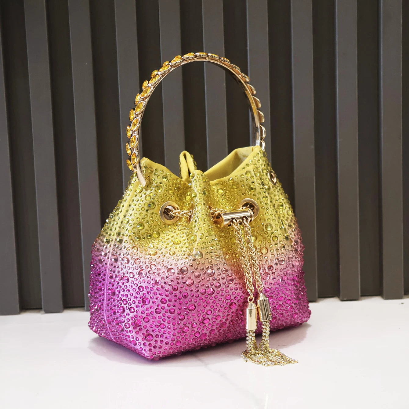 Crystal Handle Evening Clutch Bag