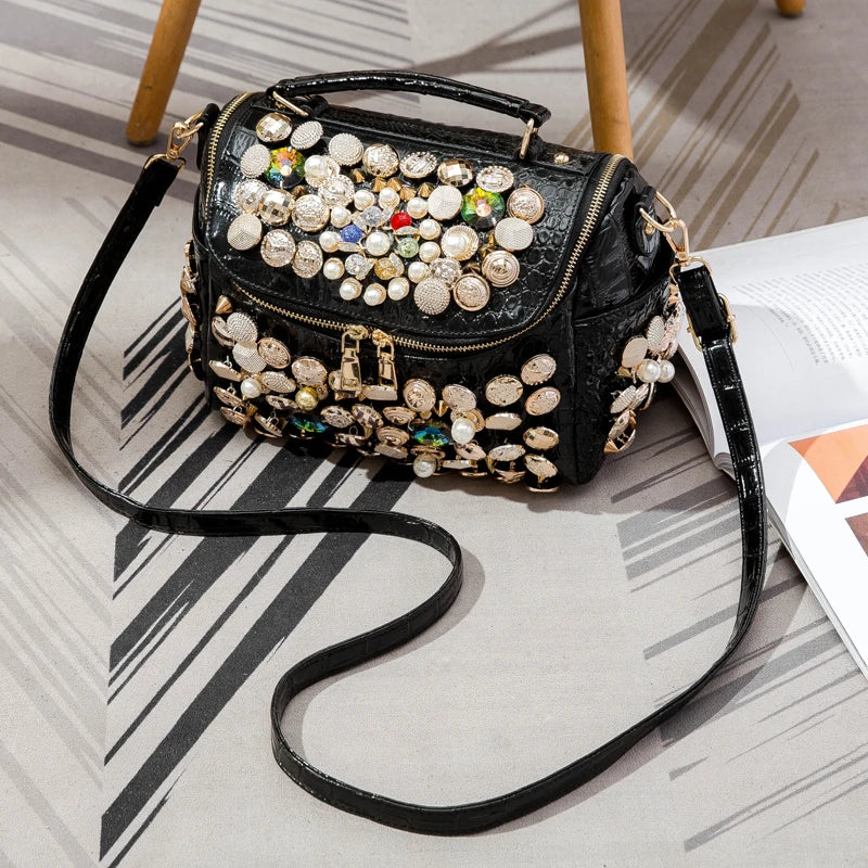 Luxury Black Handmade Bucket Shoulder Bag