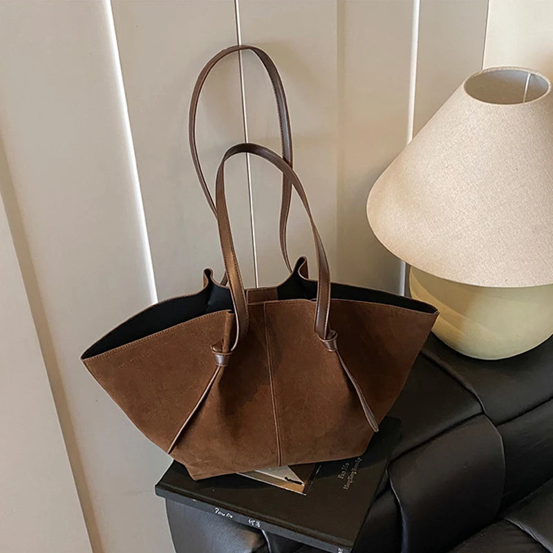 Suede Wing Tote Shoulder Bag