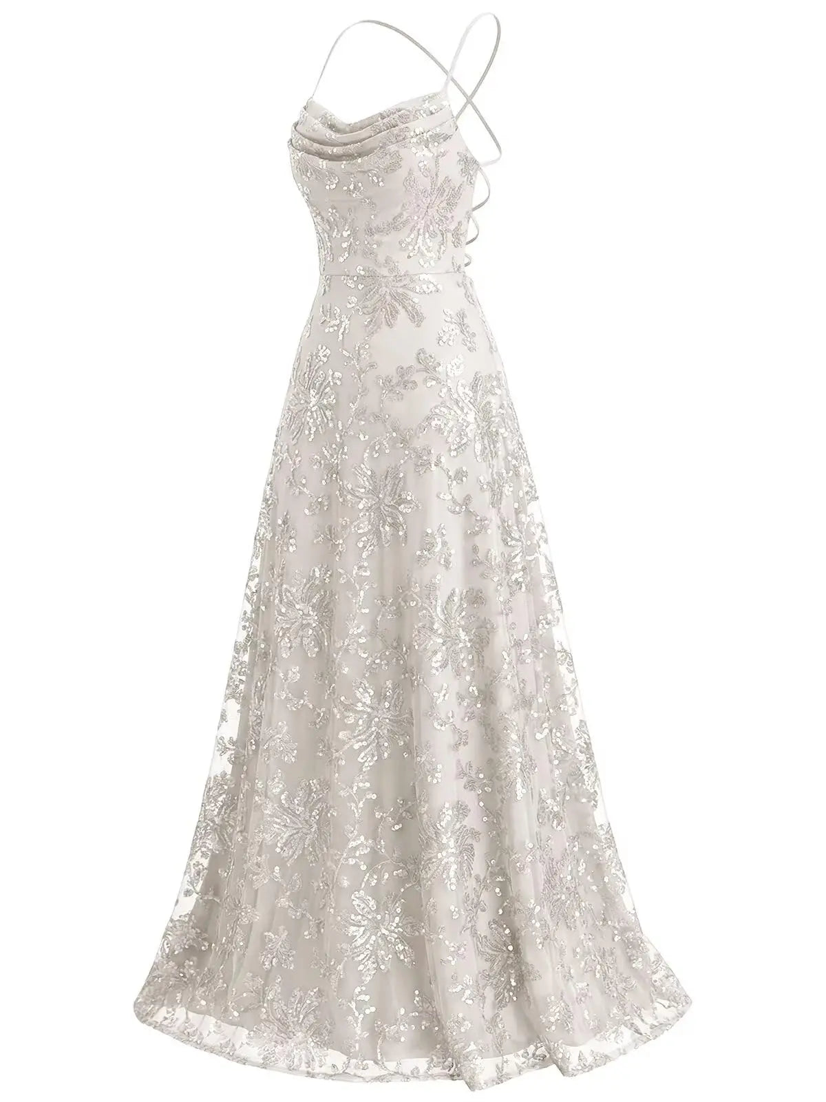 Lace Sequin A-Line Prom Dress