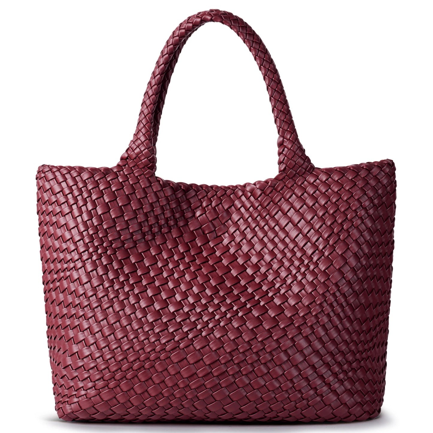 Vegan Leather Woven Tote Bag