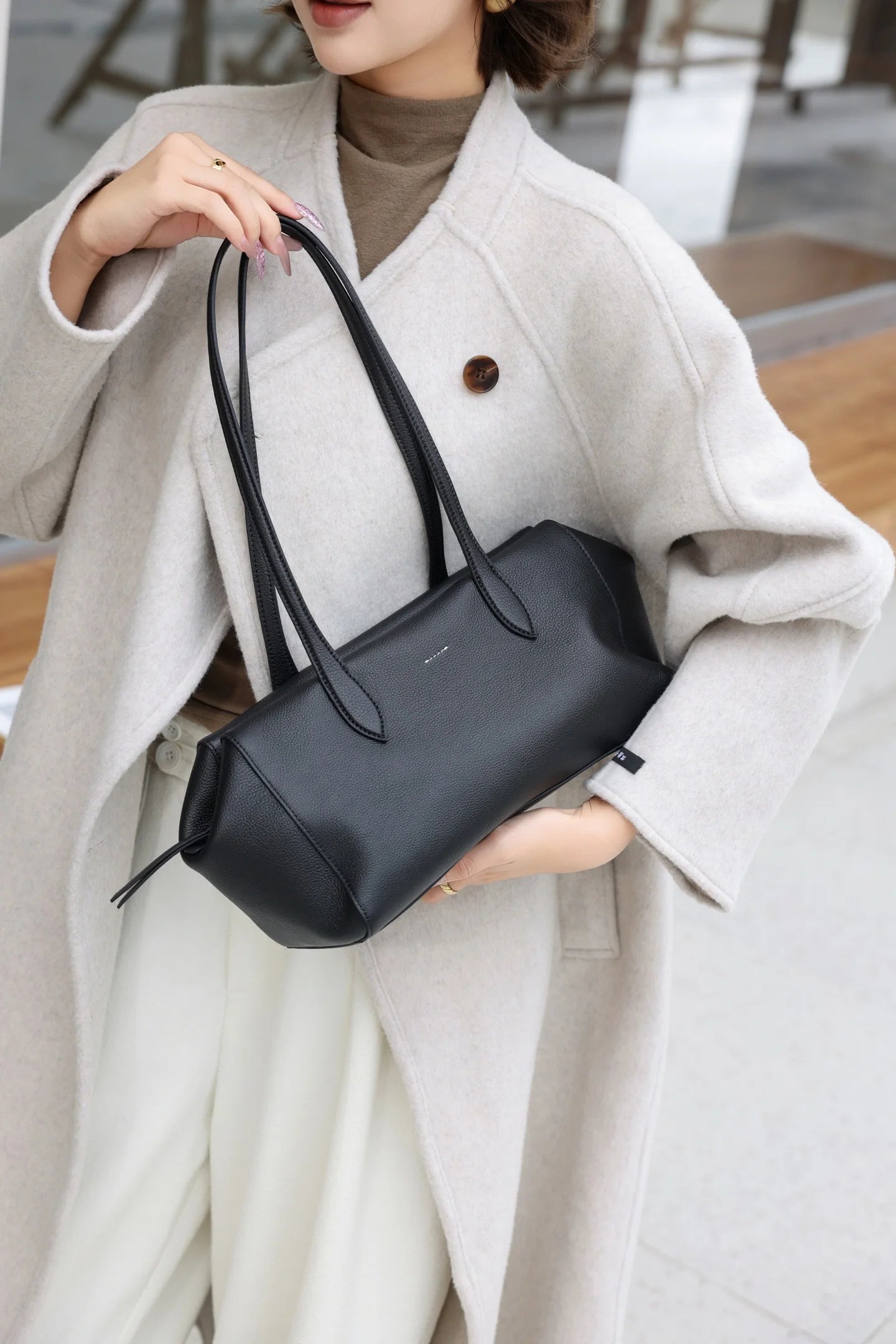 Genuine Leather Bowling Tote Bag