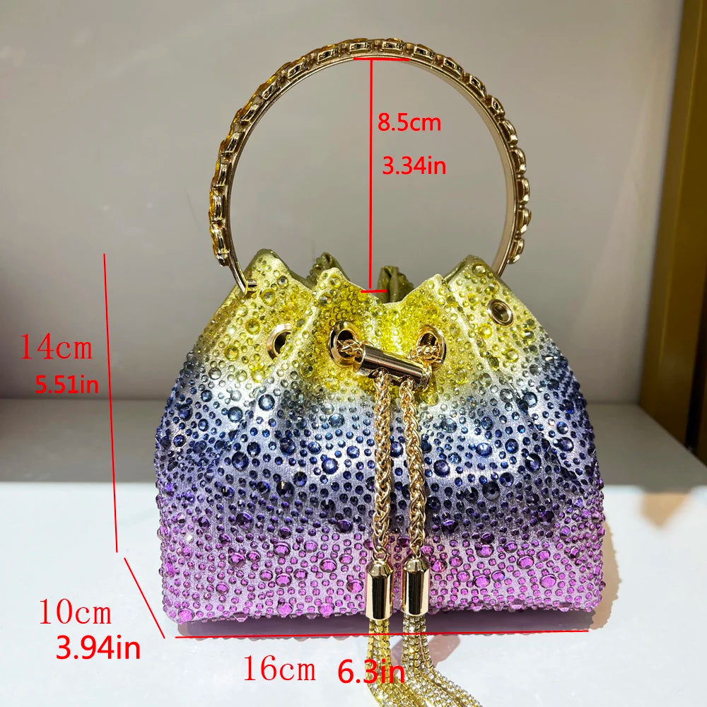 Crystal Handle Evening Clutch Bag