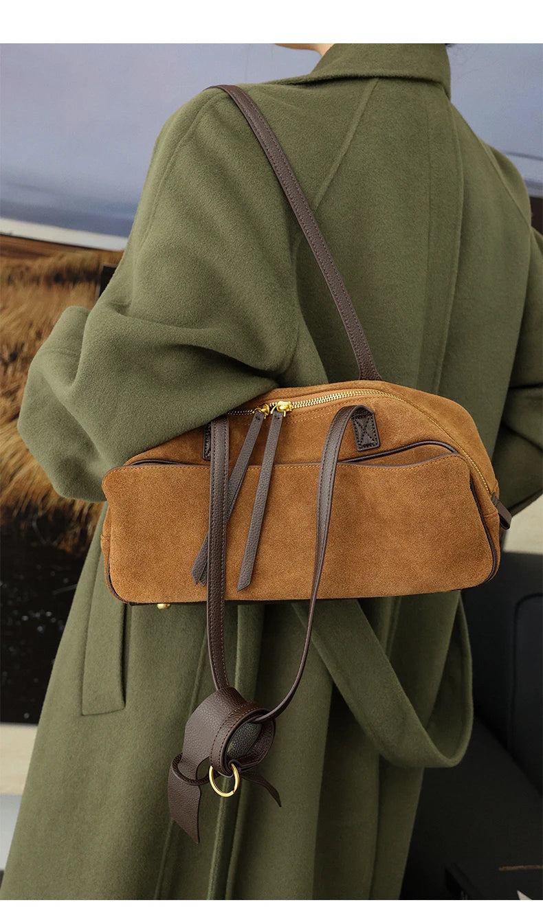 Genuine Leather Suede Tote Bag