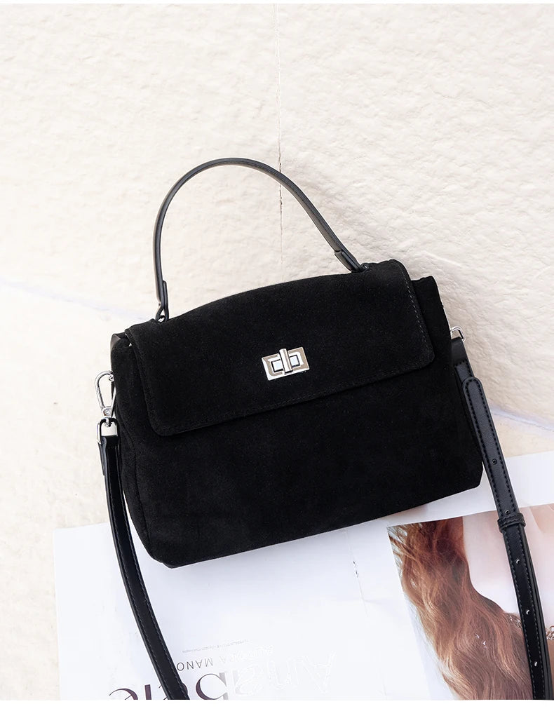 Natural Suede Leather Crossbody Bag