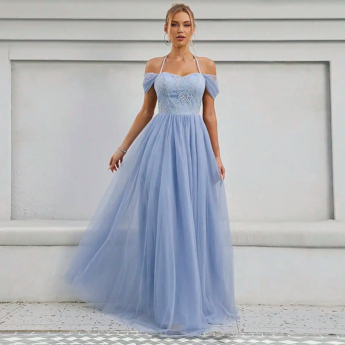 Lace Back Pleated Bridal Gown