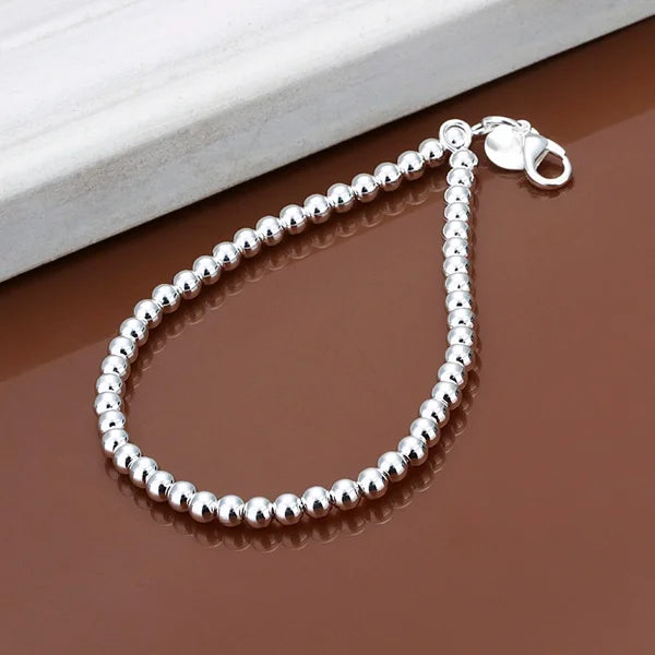 925 Sterling Silver Bracelets  Fashion Jewelry Charm Women Chain Lady Wedding 6MM Beads  Factory Price