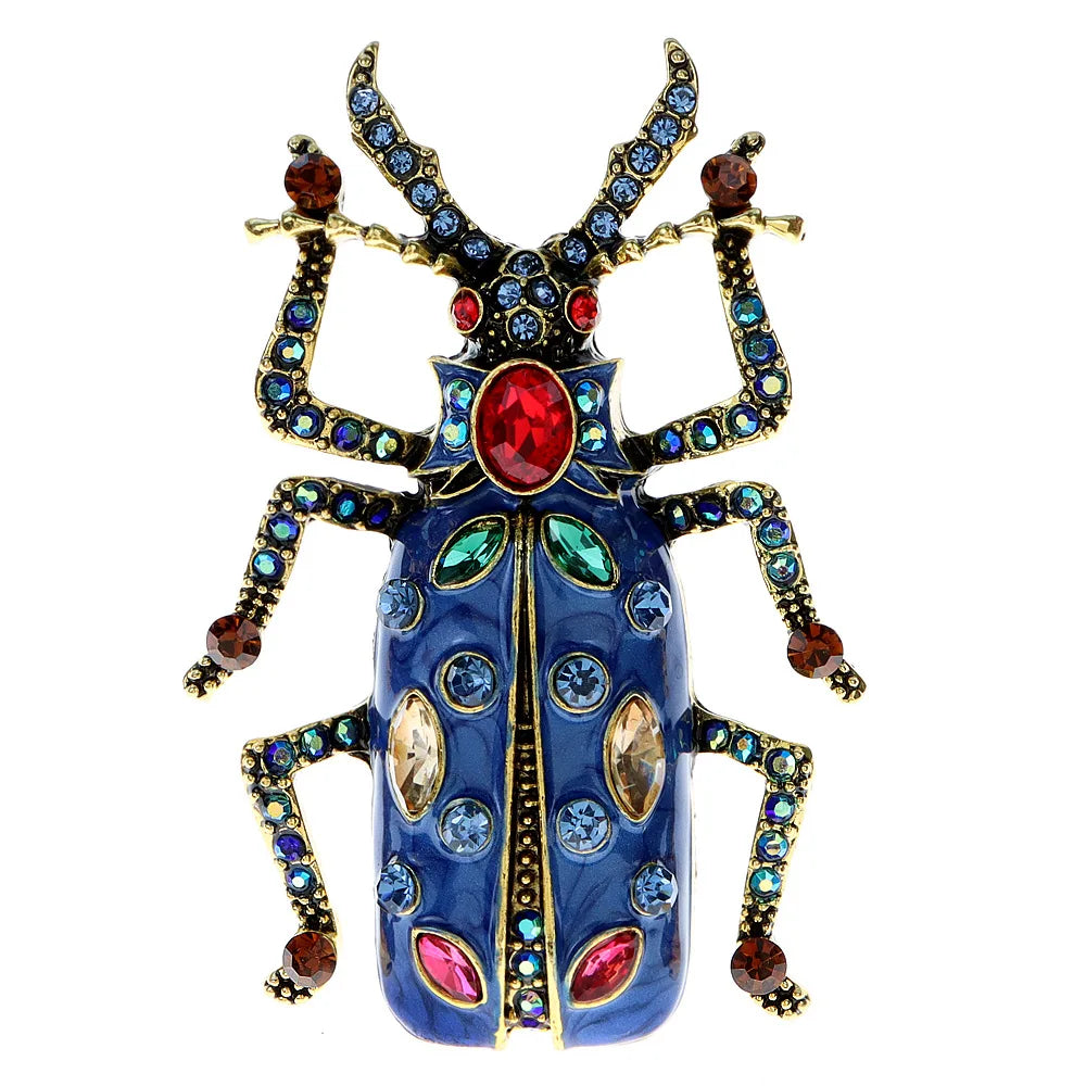 SKEDS Women Full Crystal Exquisite Beetle Brooch Badges Fashion Luxury High-end Elegant Lady Insect Pin Accessories