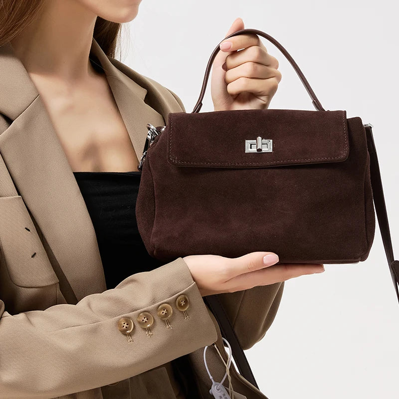 Natural Suede Leather Crossbody Bag