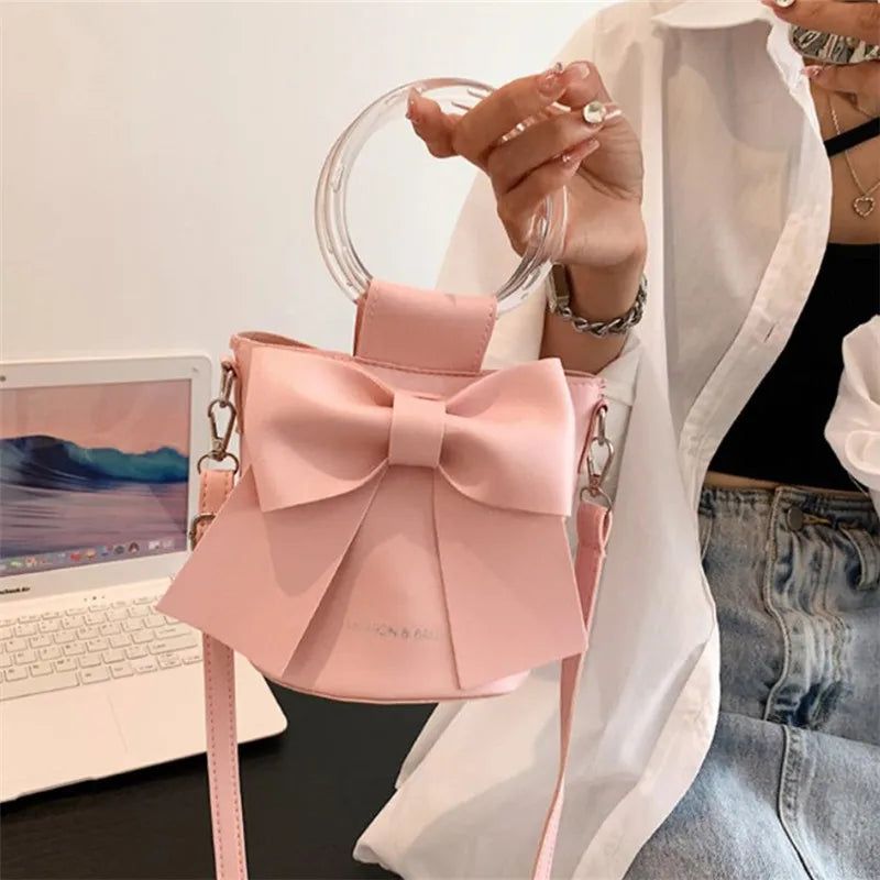 Bow Bucket Shoulder Crossbody Bag