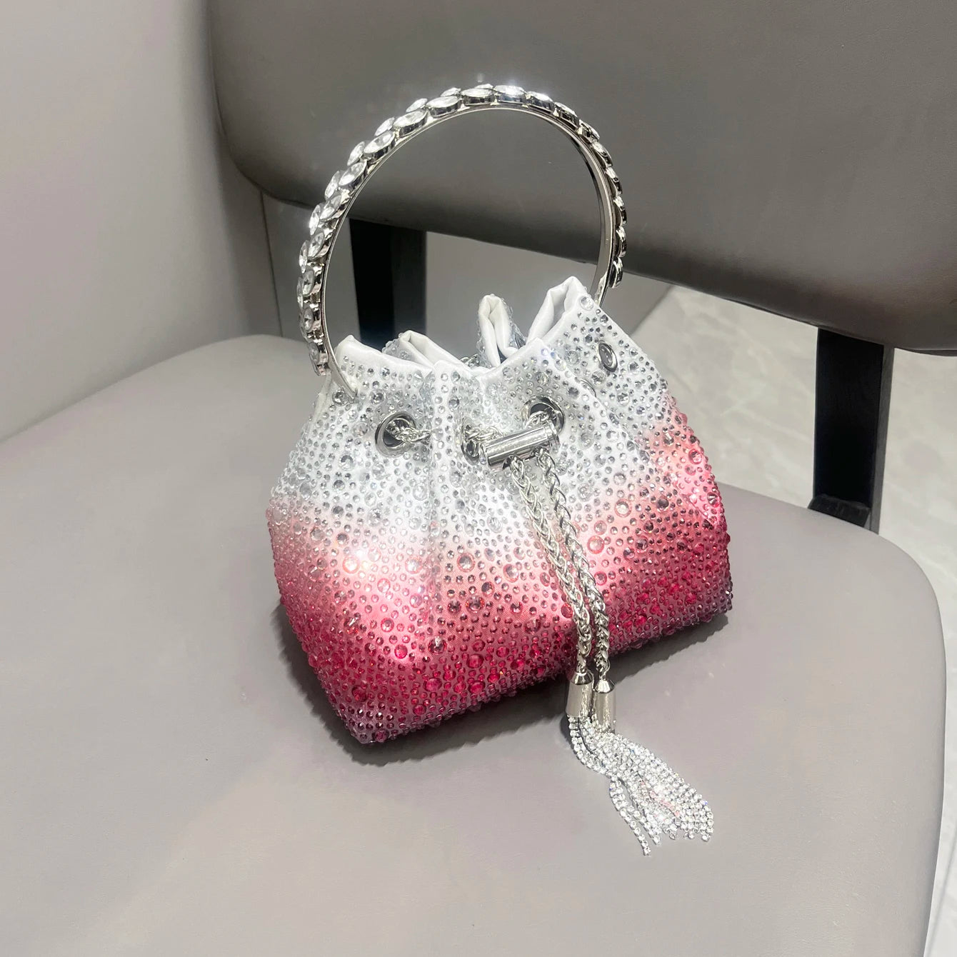 Crystal Handle Evening Clutch Bag