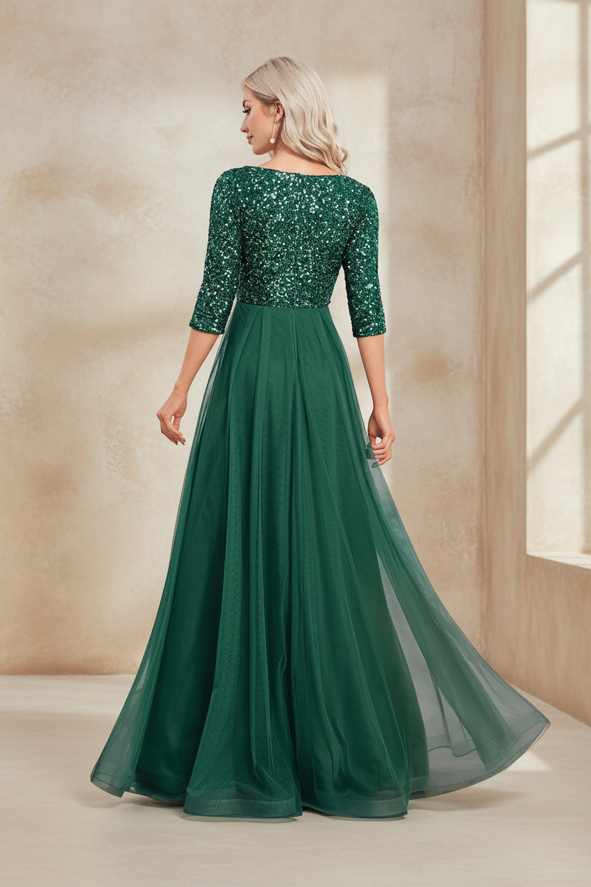 Luxury V-Neck Floor Length Evening Dress