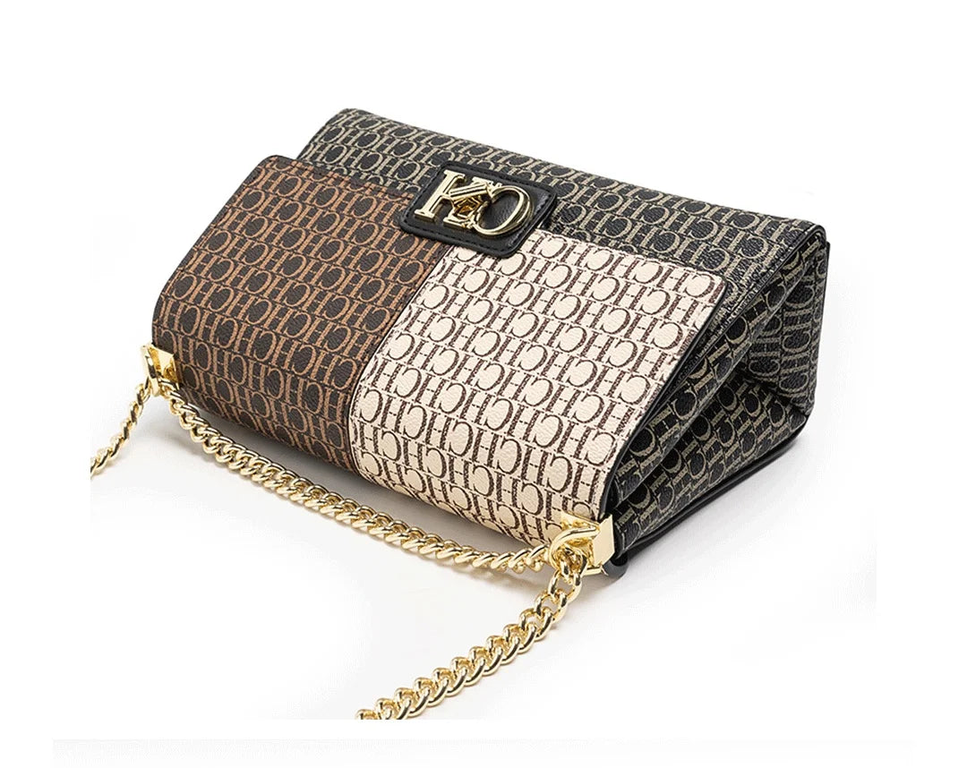 Fashion Color-Block Solid Color Design Women's Handbag Commuter Flap Light Luxury Brand Versatile 2025 New Women's Chain Bag
