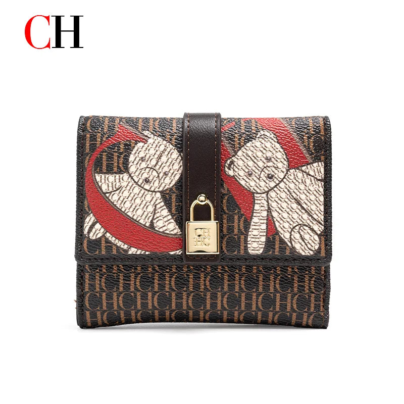 CH Fashion Versatile Letter Print Design Wallet Premium Feeling Wallet High Quality Standard Wallet Ladies Temperament Style