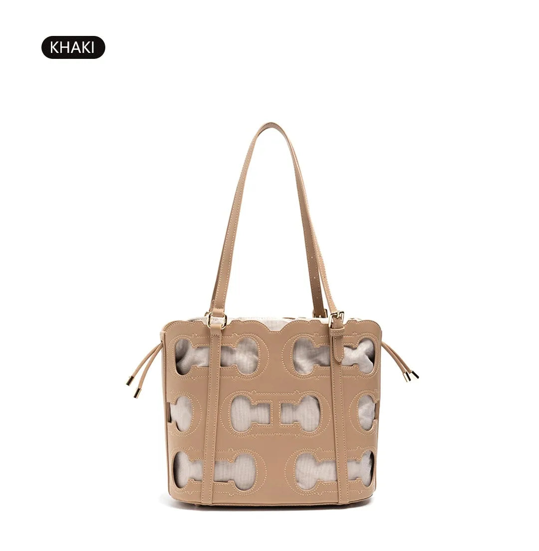CH Tote Bag Cutout Logo  Large Capacity Drawstring Shoulder Handbag Luxury brand designer Hollow Out Fashion Bucket Bag