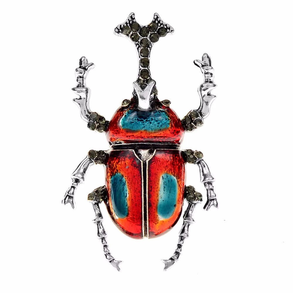 SKEDS Women Full Crystal Exquisite Beetle Brooch Badges Fashion Luxury High-end Elegant Lady Insect Pin Accessories