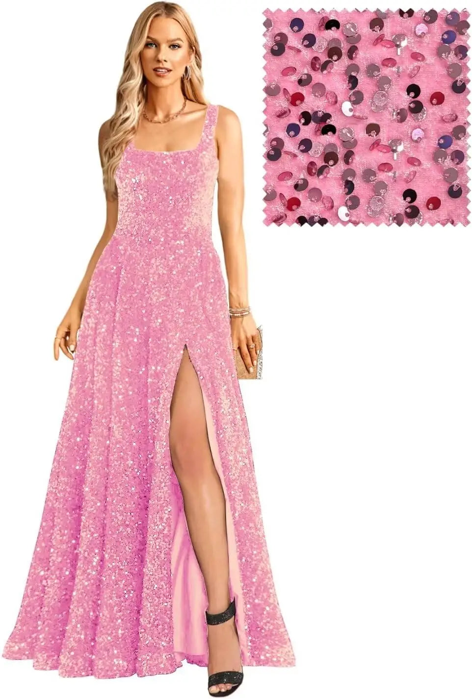 Elegant Women's Long A Line Prom Dresses with Pockets Formal Evening Ball Gowns with Sleeves Glitter Party Dress Elegant 2026