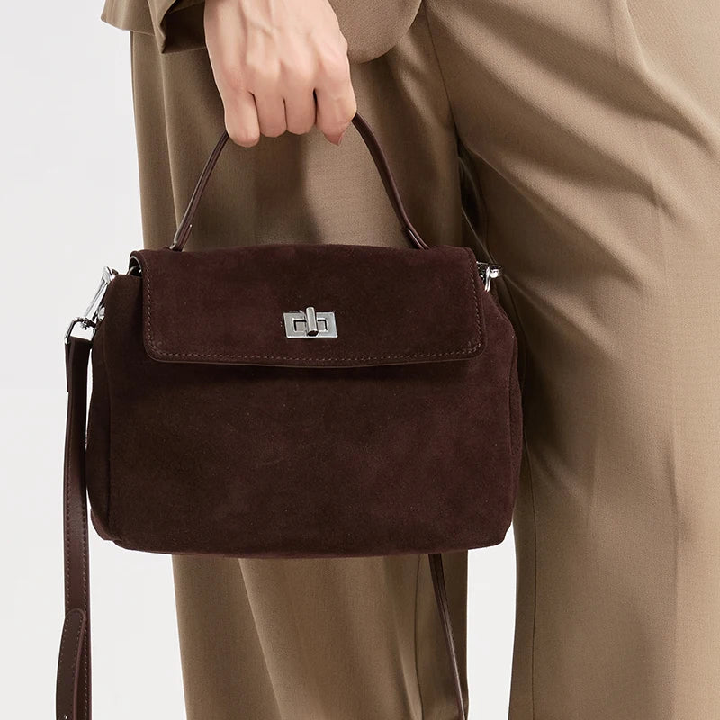 Natural Suede Leather Crossbody Bag