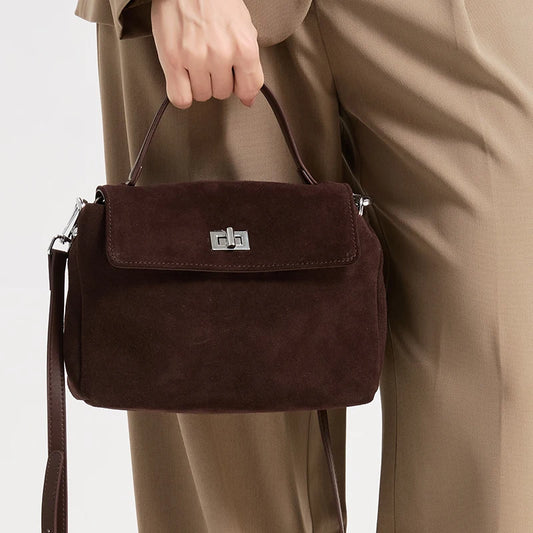 Natural Suede Leather Crossbody Bag