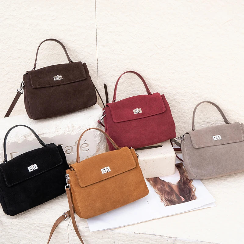 Natural Suede Leather Crossbody Bag