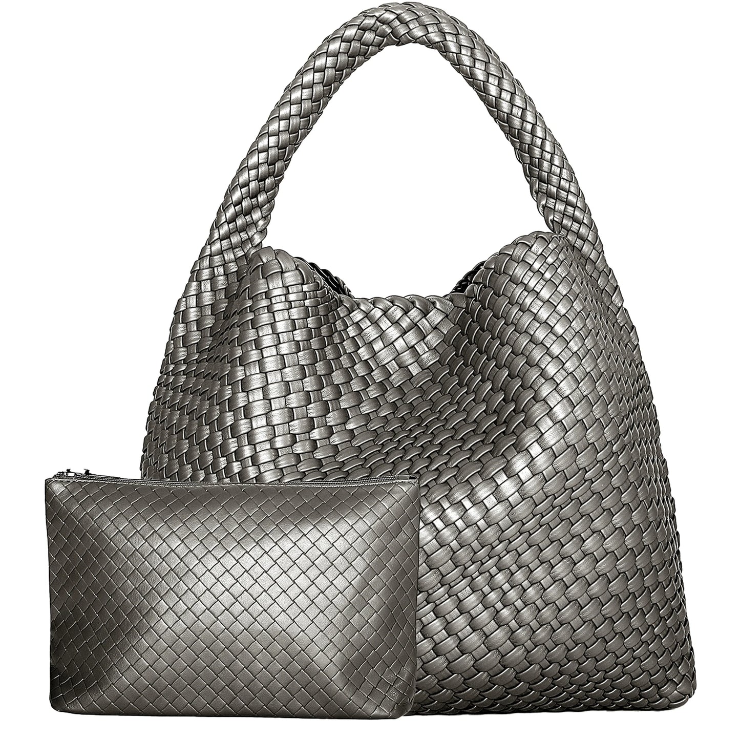 Soft Leather Woven Shopper Tote