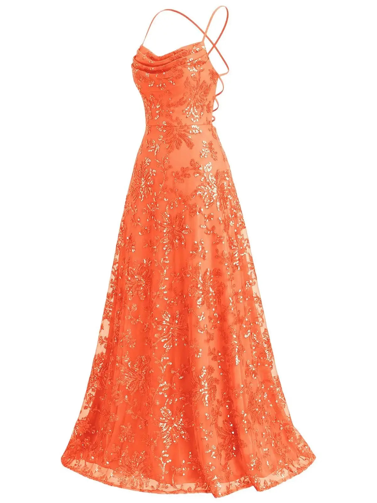 Lace Sequin Backless Spaghetti Strap Long Prom Dresses Women 2026 Sparkly Pleated A Line Formal Evening Ball Gown Party Dresses