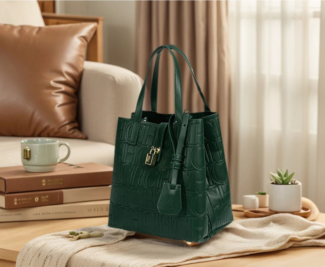 Classic PU Leather Bucket Tote Bag