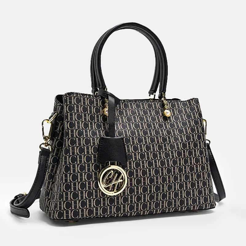 Light Luxury Brand Letter Print Handbag with Letter Pendant Design Unique and Elegant Popular Fashion Niche High Quality