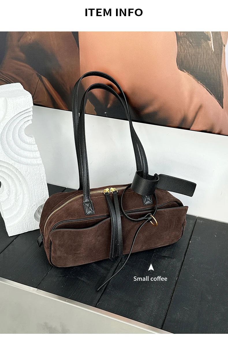 Genuine Leather Suede Tote Bag