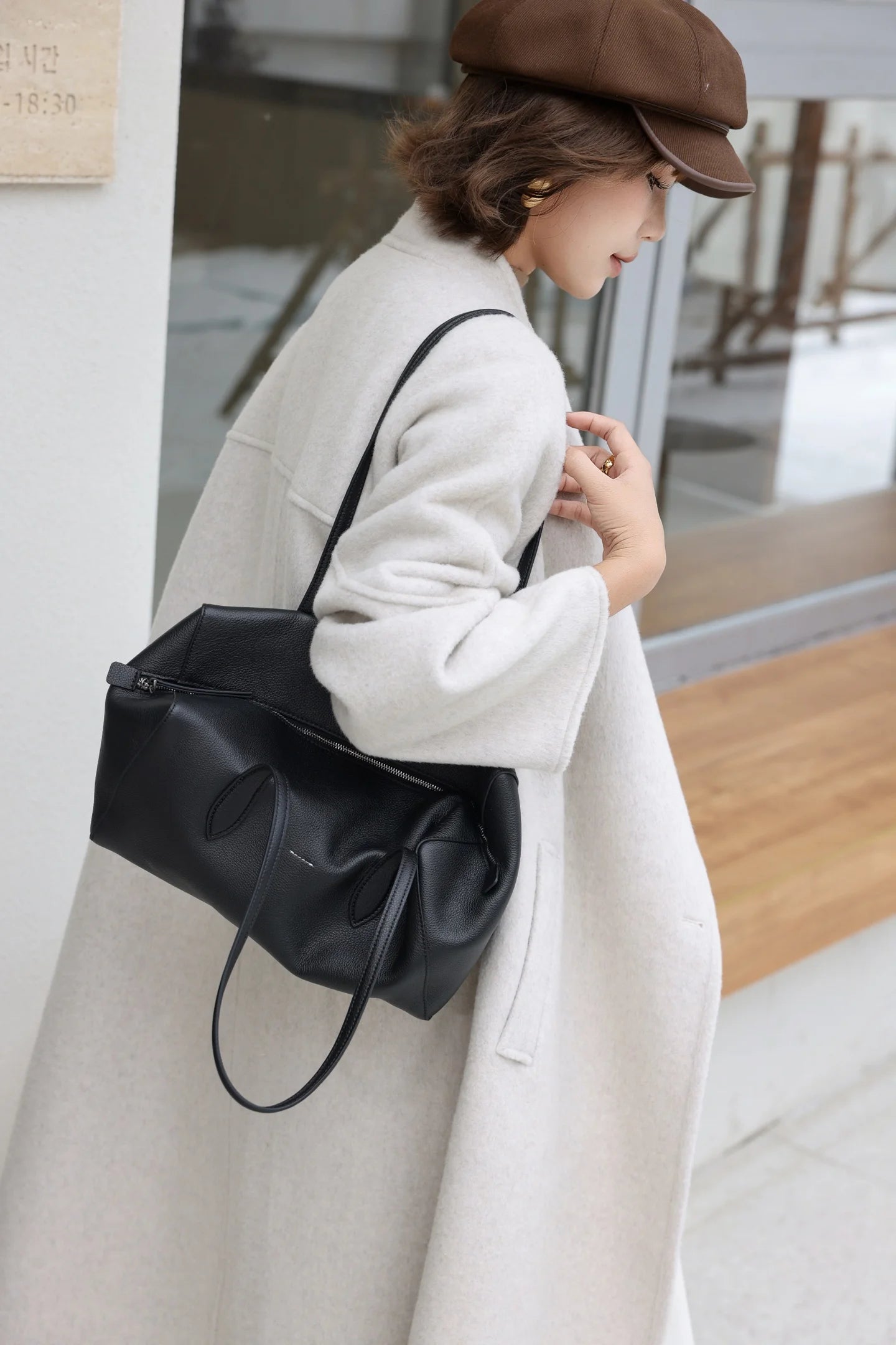 Genuine Leather Bowling Tote Bag