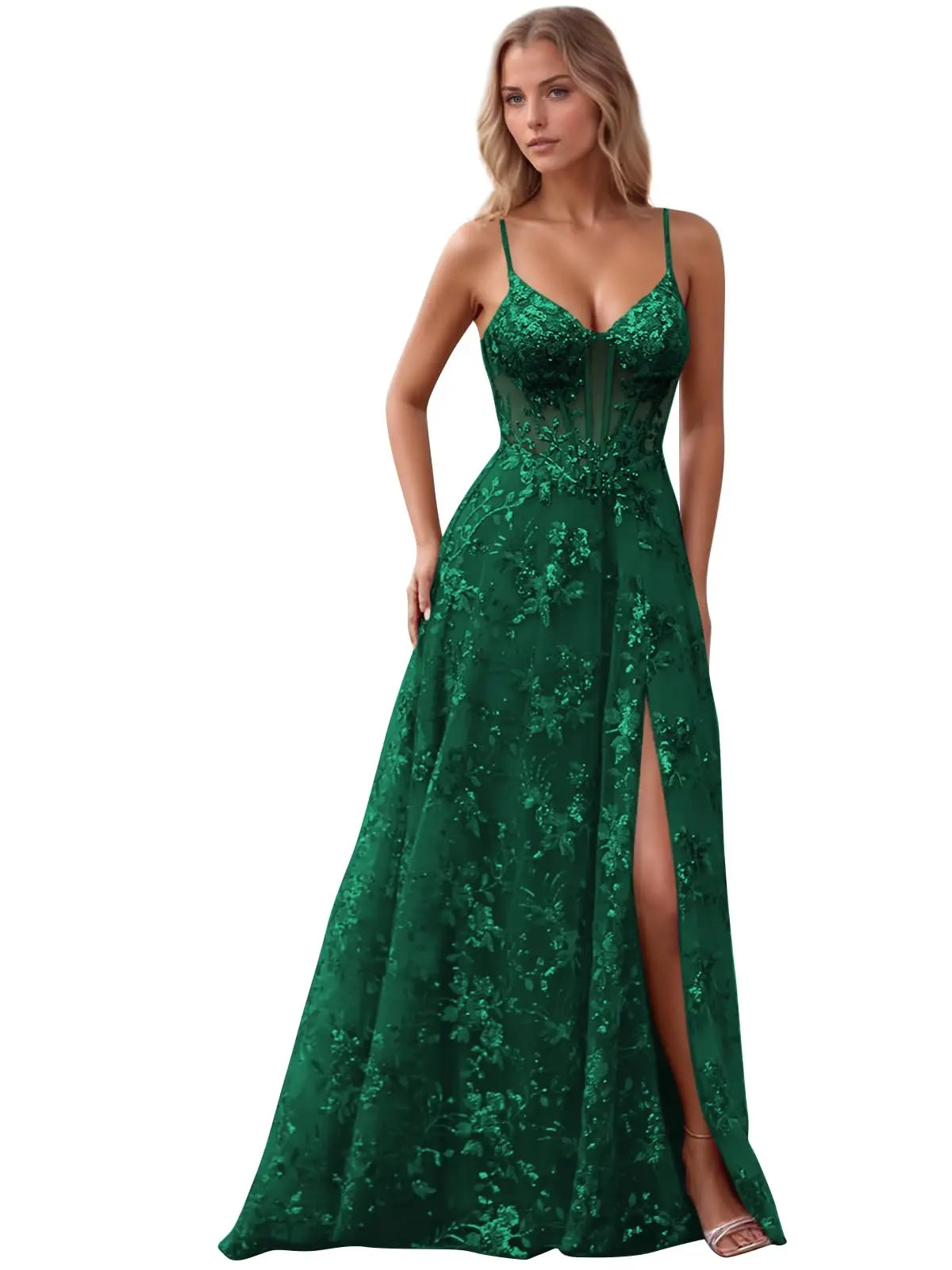Spaghetti Strap Sequin Prom Dress