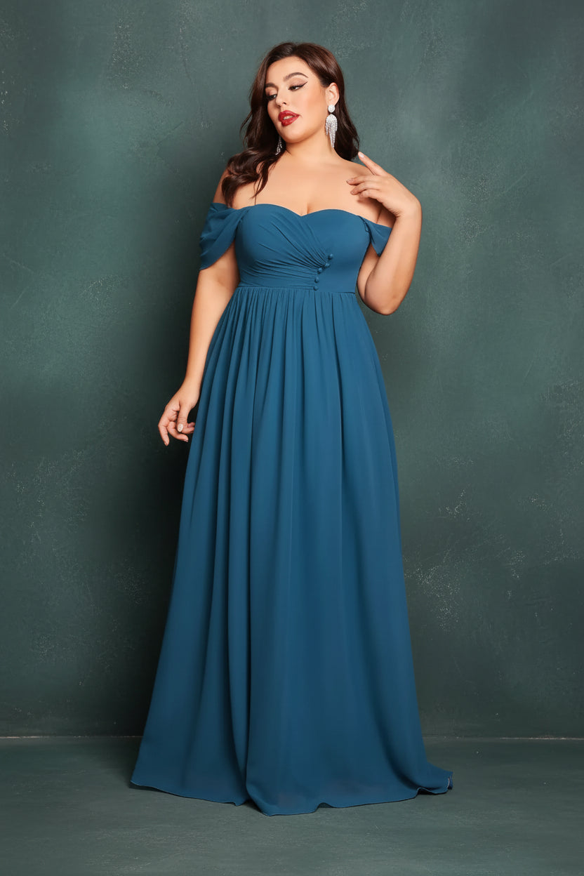 One Shoulder Pleated Chiffon Maxi Dress