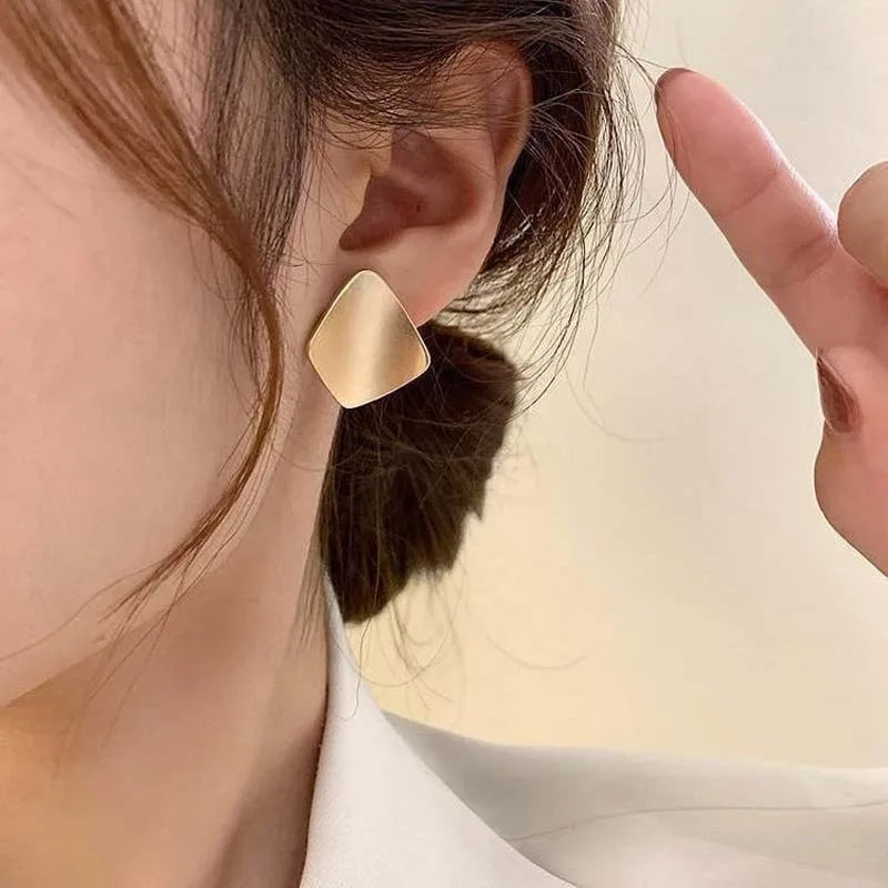 Exaggerated Gold Color Big Oval Stud Earrings