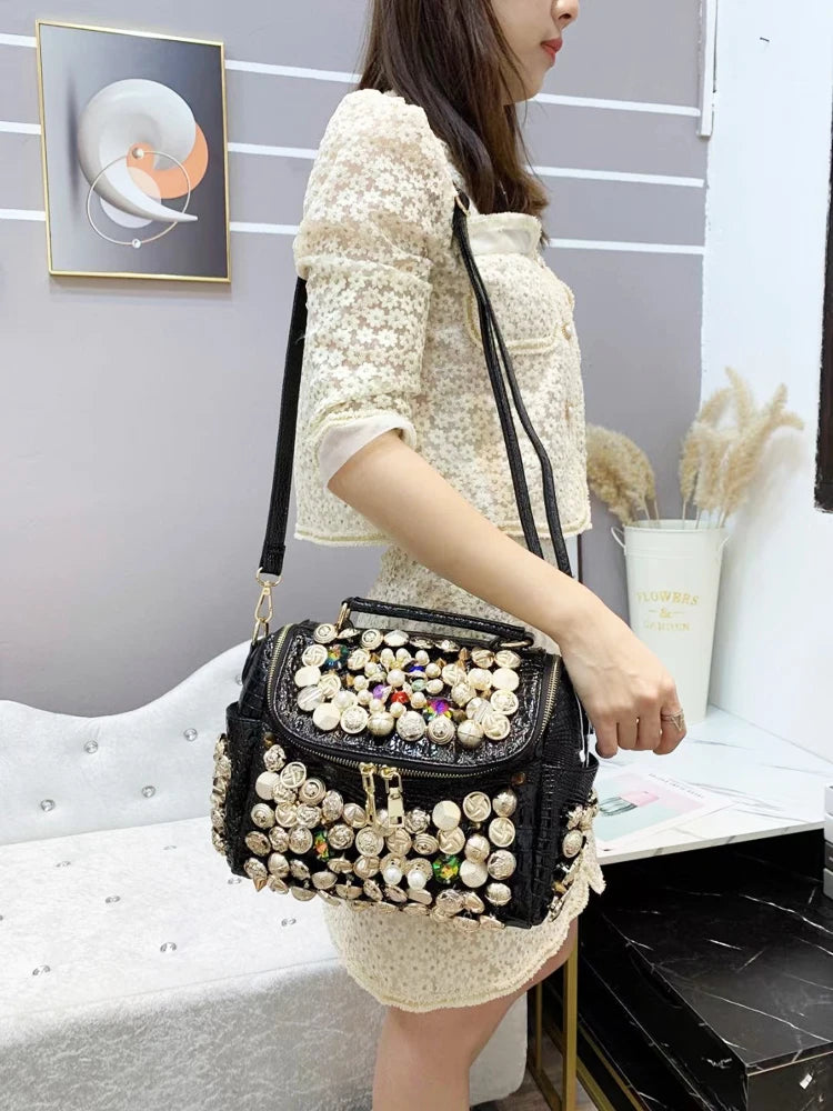 Luxury Black Handmade Bucket Shoulder Bag