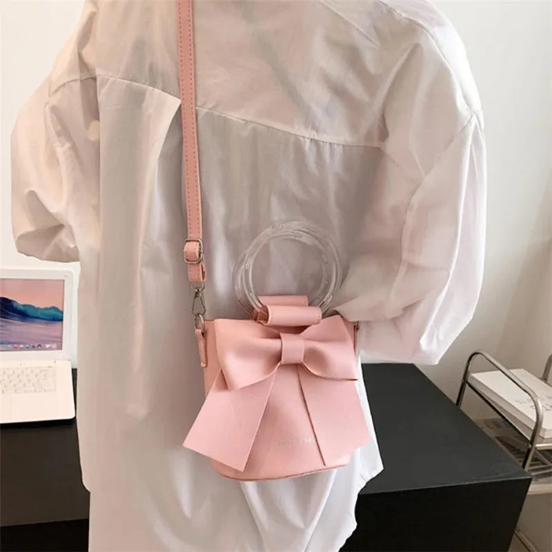 Bow Bucket Shoulder Crossbody Bag