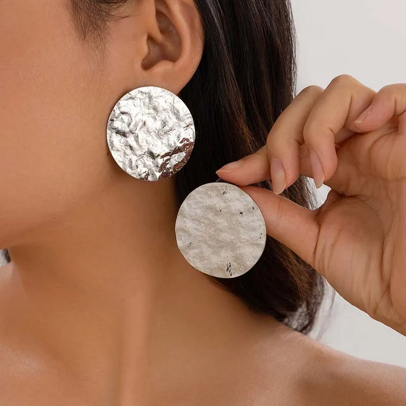 Exaggerated Gold Color Big Oval Stud Earrings