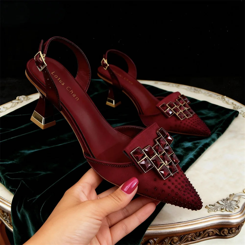2026 Elegant Italian Rhinestone-Embellished Pointed Toe High Heels - Chic Women's Party Shoes for Every Occasion
