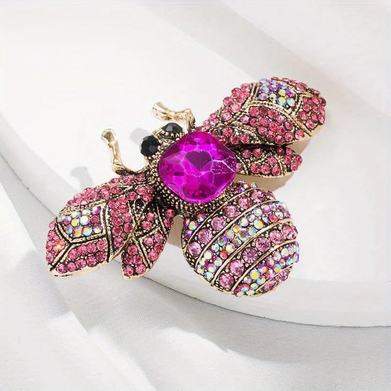 SKEDS Luxury Exaggerated Vintage Women Crystal Bee Brooch Pin Fashion Elegant Lady Exquisite Insect Rhinestone Badges