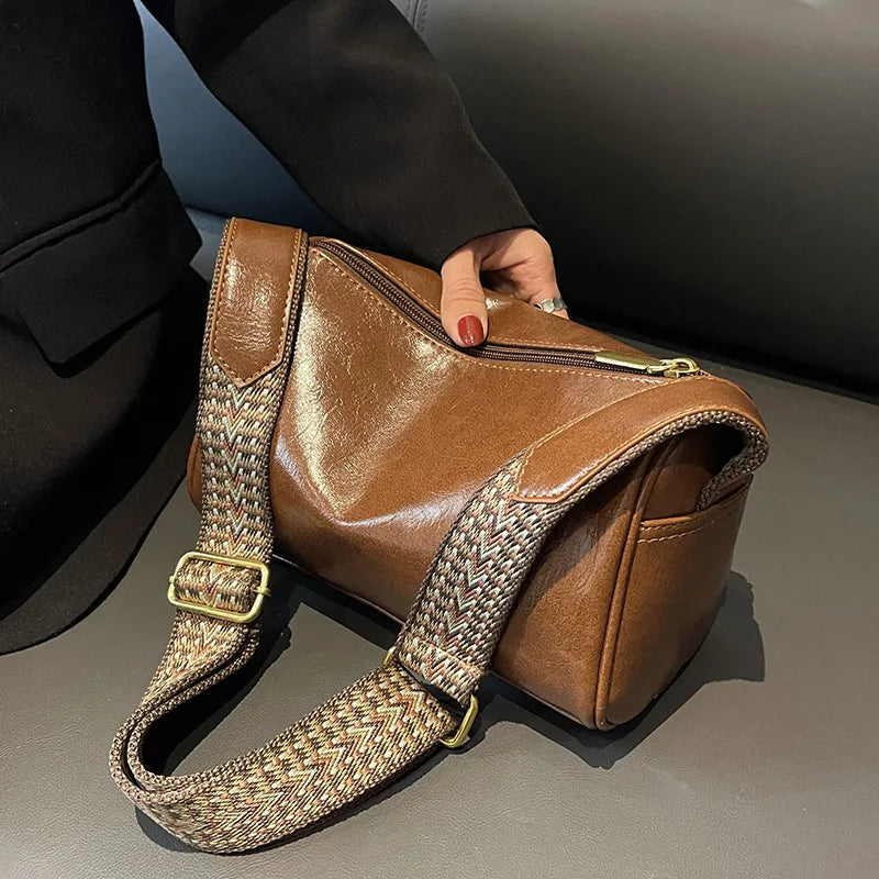 Vintage Boston Leather Crossbody Bag