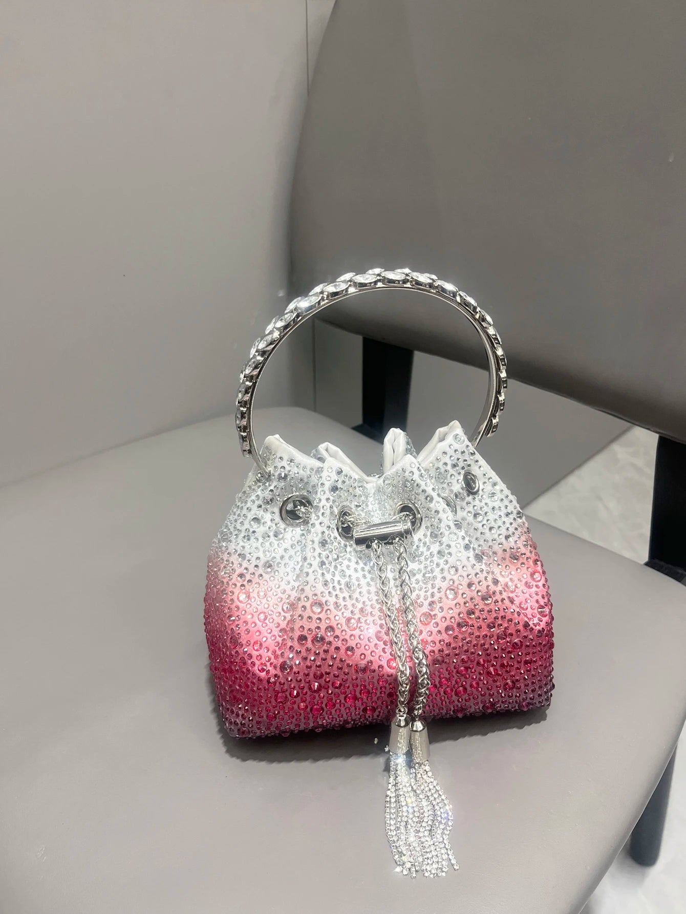 Crystal Handle Evening Clutch Bag