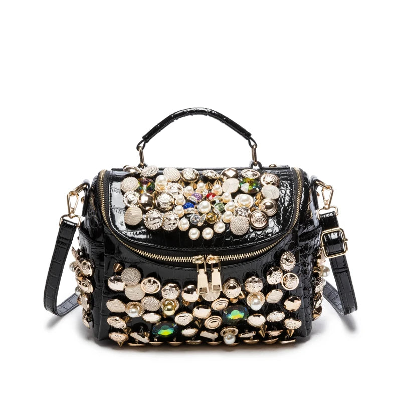 Luxury Black Handmade Bucket Shoulder Bag