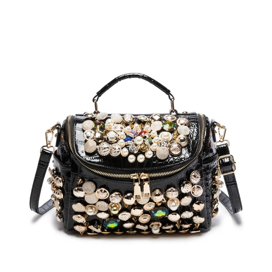 Luxury Black Handmade Bucket Shoulder Bag